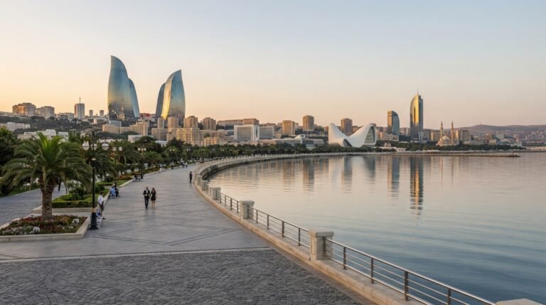 Baku Boulevard along the Caspian Sea